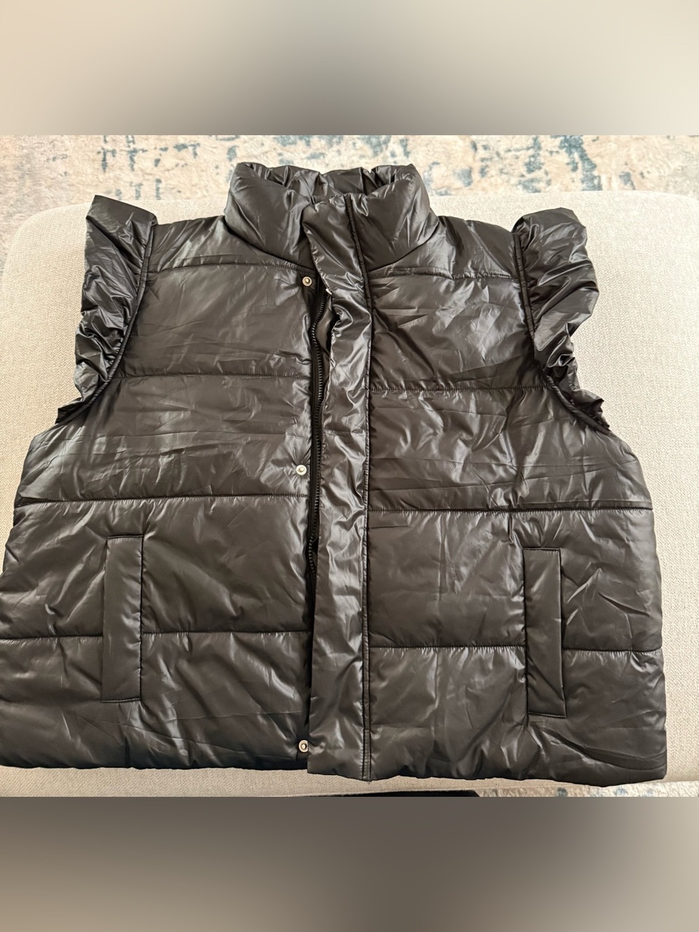 Oddi Puffer Vest with Ruffle Detail